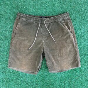 Brixton Madrid Drawstring Corduroy Shorts Mens Size Large Dark Green Olive